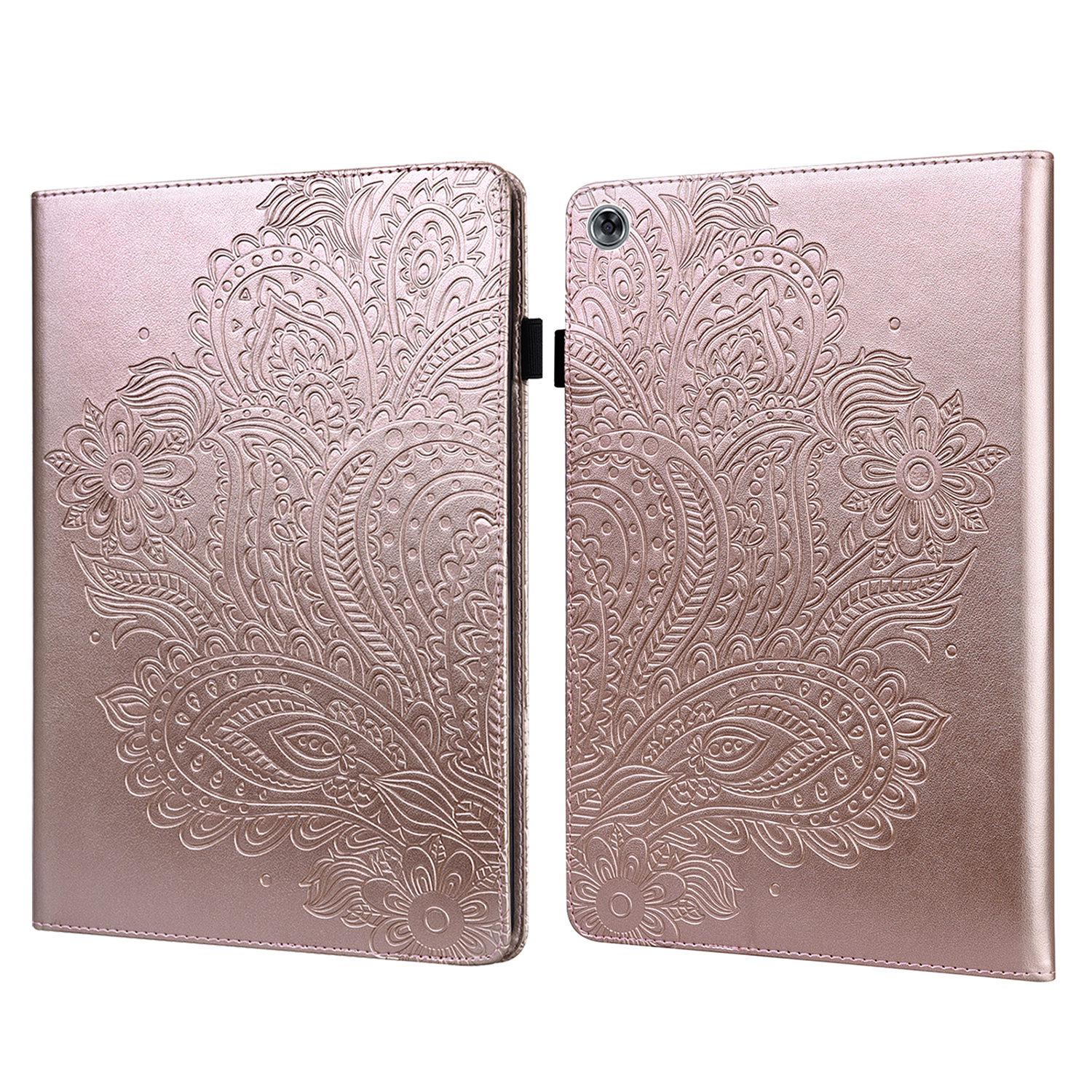 

Imprinted Flower Pattern Leather Wallet Stand Tablet Cover Case for Huawei MediaPad M5 lite 10 - Rose Gold, Huawei Huawei MediaPad M5 lite 10