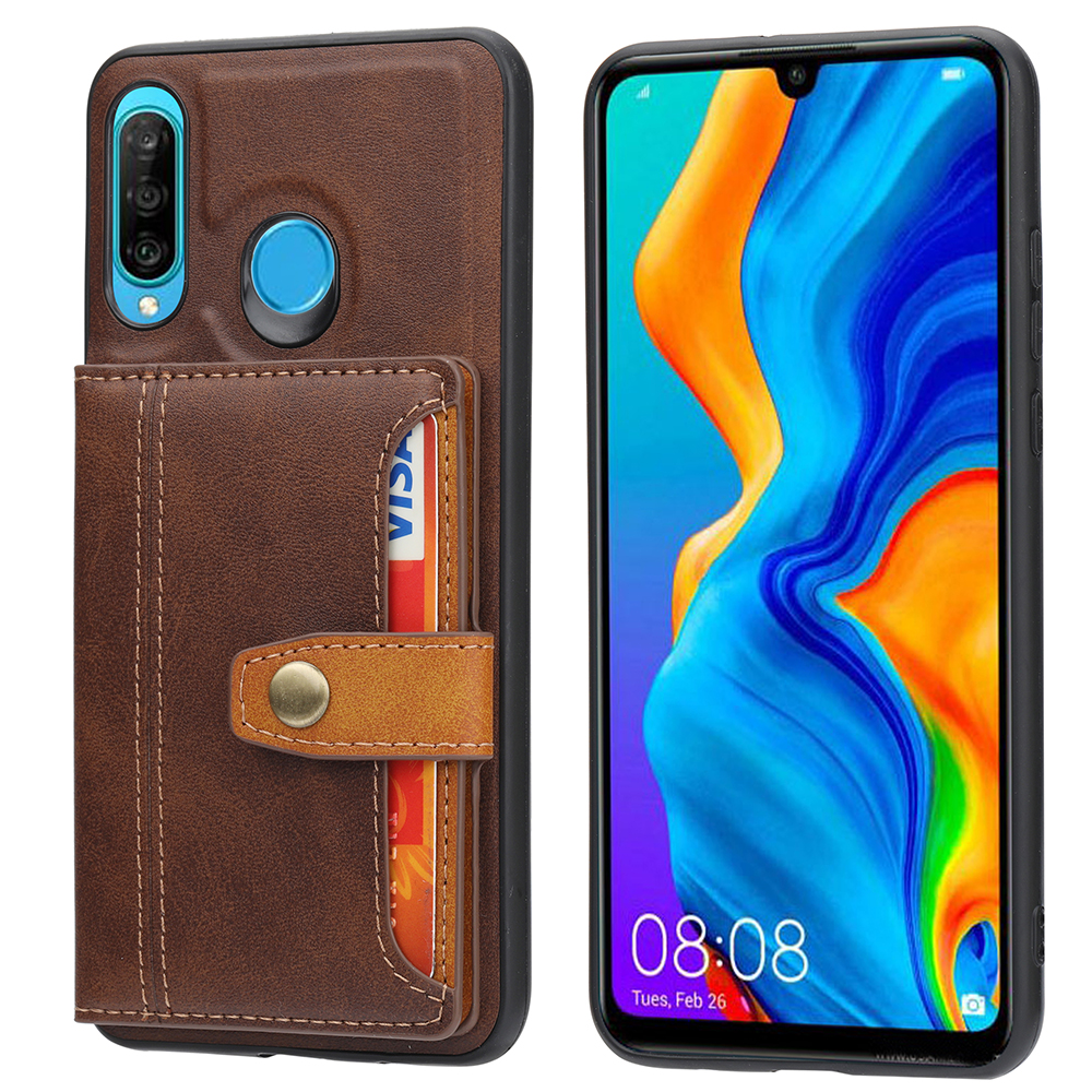 

Kartensteckplätze Kickstand PU Lederbeschichtete TPU -hülle Für Huawei P30 Lite Cover - Braun, Huawei P30 Lite