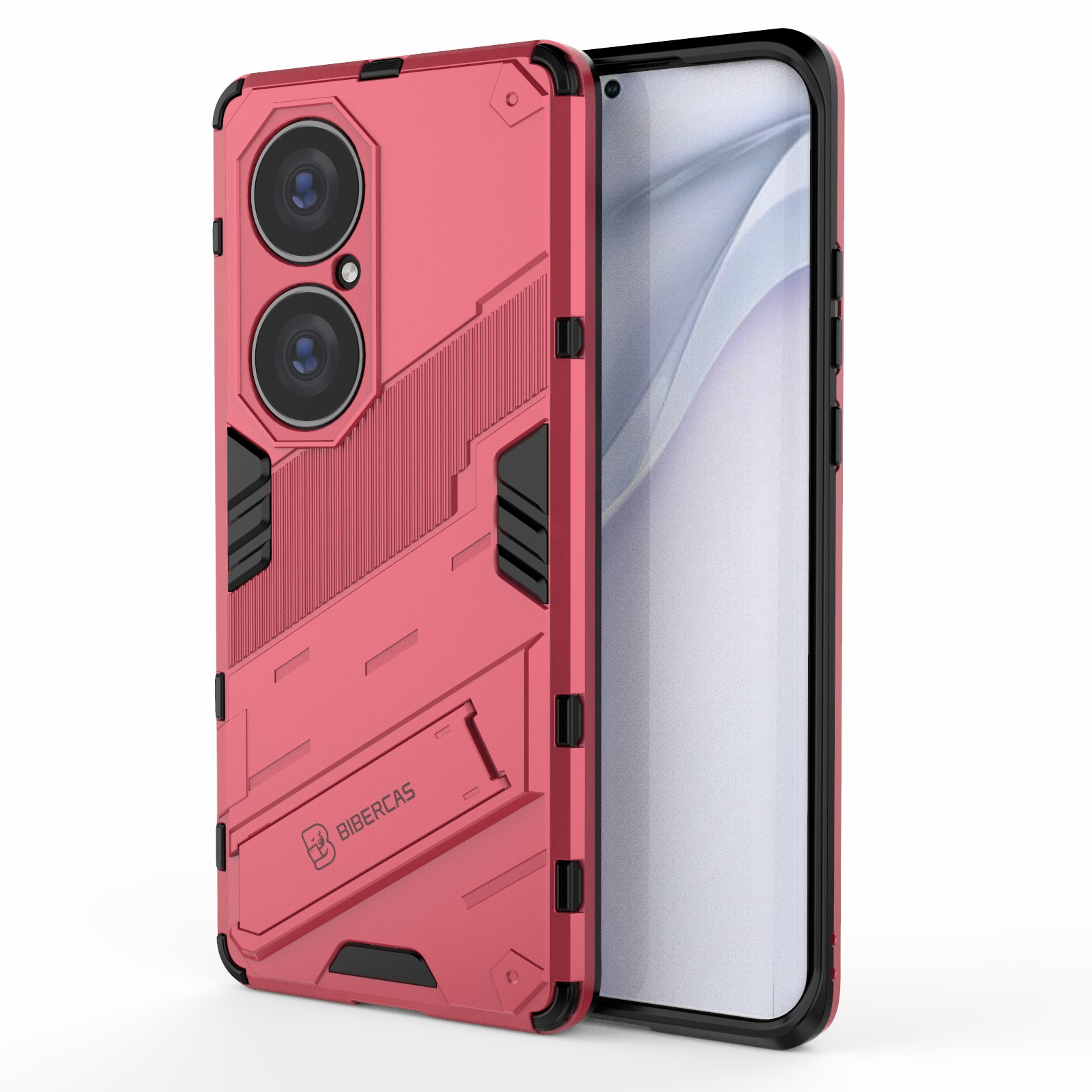 

Foldable Kickstand Shockproof PC + TPU Hybrid Phone Back Case Protector for Huawei P50 Pro - Rose, Huawei Huawei P50