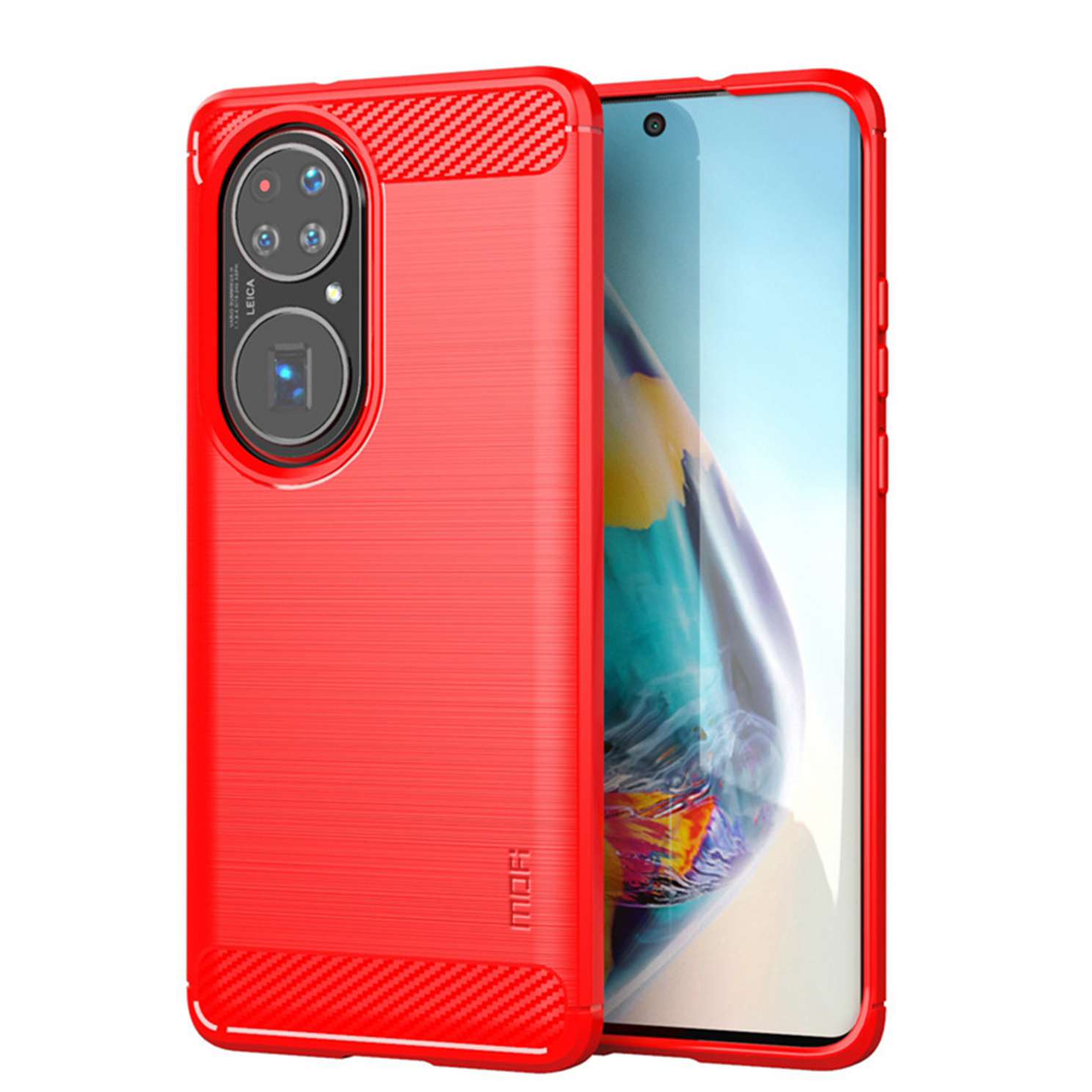

MOFI Carbon Fiber Brushed TPU Cover for Huawei P50 - Red
