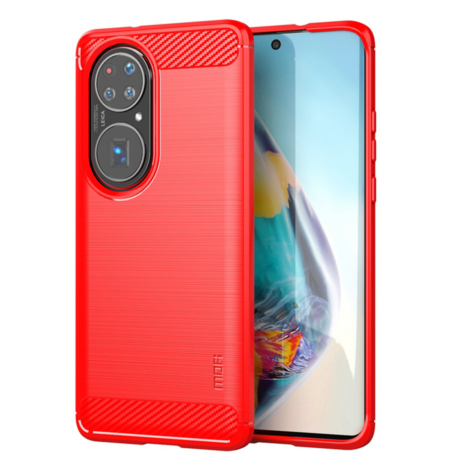 

Mofi Gebürstetes Design Kohlefaser Weiche TPU -abdeckung Für Huawei P50 Pro - Rot, Huawei P50 Pro 4G