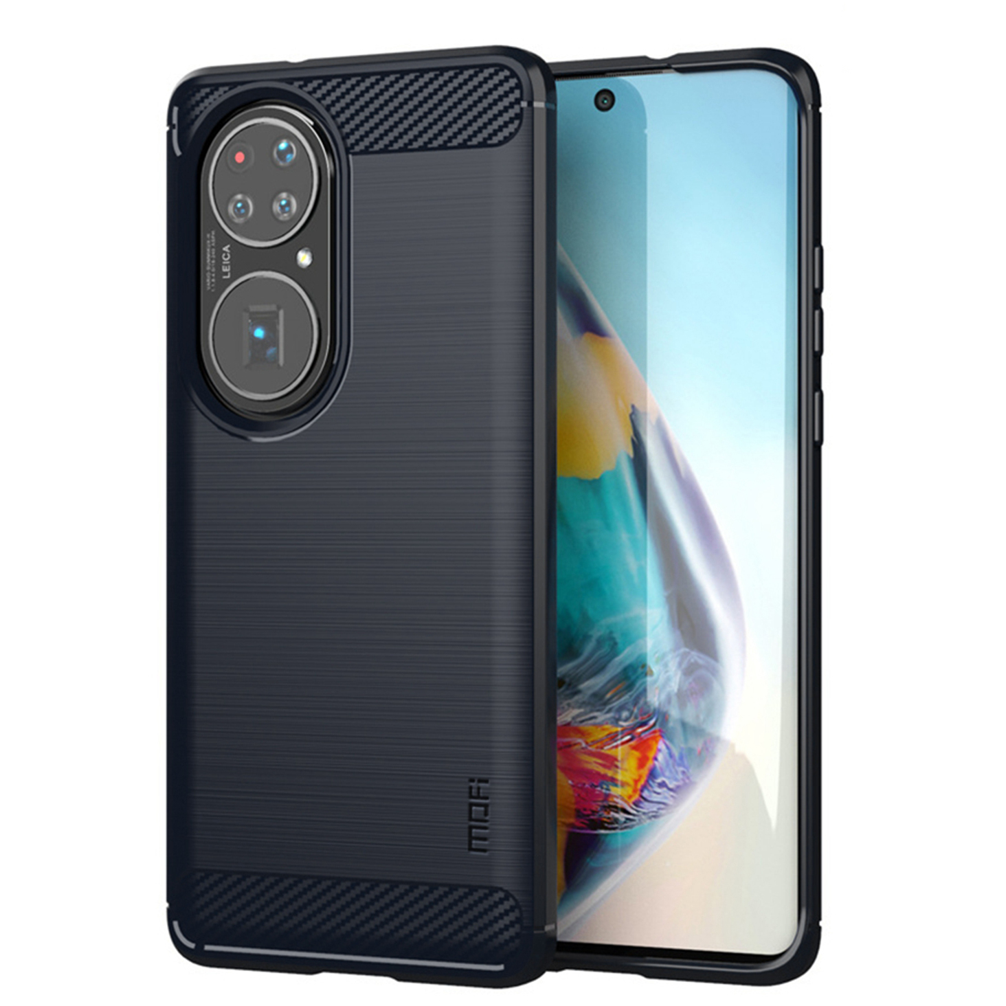 

Mofi Gebürstetes Design Kohlefaser Weiche TPU -abdeckung Für Huawei P50 Pro - Blau, Huawei P50 Pro 4G
