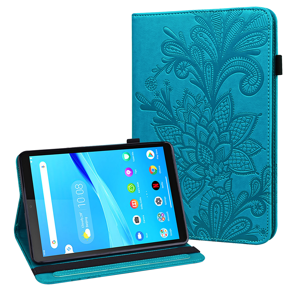 

Shockproof Protective Slim Dual Wallet PU Leather Stand Tablet Case with Imprint Flower Pattern Designed for Huawei MediaPad T3 10 - Blue, Huawei Huawei MediaPad T3 10