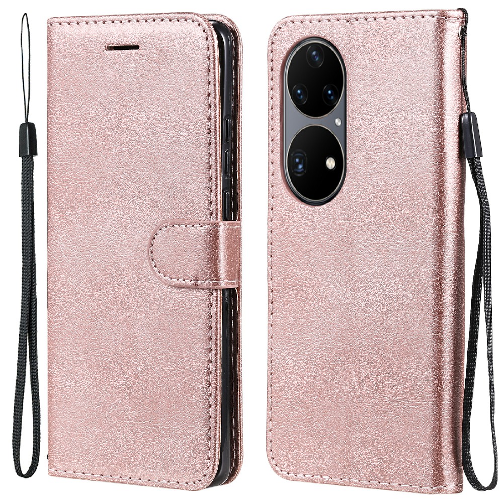 

KT Leder Serie-2 Folio Flip Shell Pure Color Anti-fall Leder-telefonabdeckung Hülle Für Huawei P50 - Roségold, Huawei P50 4G