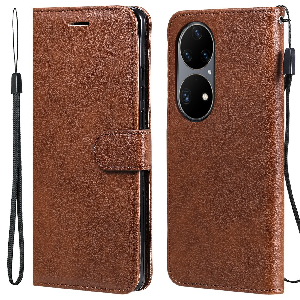 

Drop-proof KT Leder Serie-2 Folio Flip Shell Pure Color Leder Hülle Für Huawei P50 Pro - Braun, Huawei P50 Pro 4G