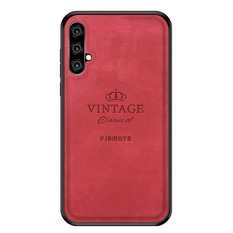 

Pinwuyo pu Leather TPU TPU Bumper Hard PC Foor Durabile Durabile Couverture du Facte / Nova 5 Pro - Rouge