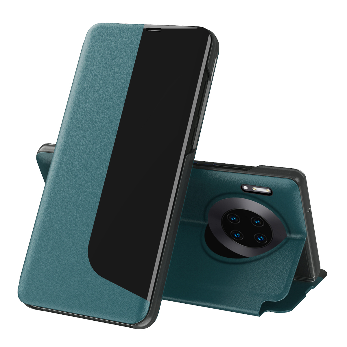

Smart View Fenster PU Lederstand Mirror Flip Folio Schutzhülle Für Huawei Mate 30 Pro - Grün, Huawei Mate 30 Pro 4G