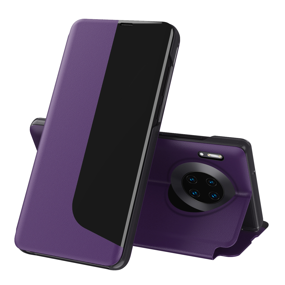 

Smart View Fenster PU Lederstand Mirror Flip Folio Schutzhülle Für Huawei Mate 30 Pro - Violett, Huawei Mate 30 Pro 4G