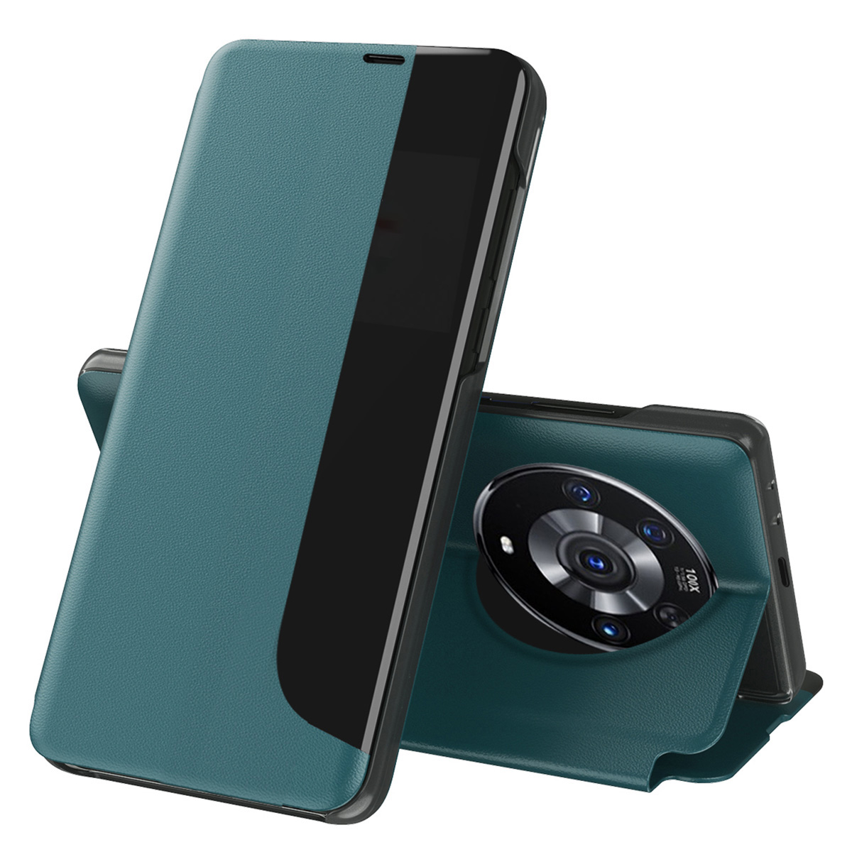 

Smart View Fensterstand Design PU Leder Anti-fall-fall-fall-fall-schutz Folio Flip Cover Für Honor Magic3 Pro - Grün, Honor Magic3 Pro