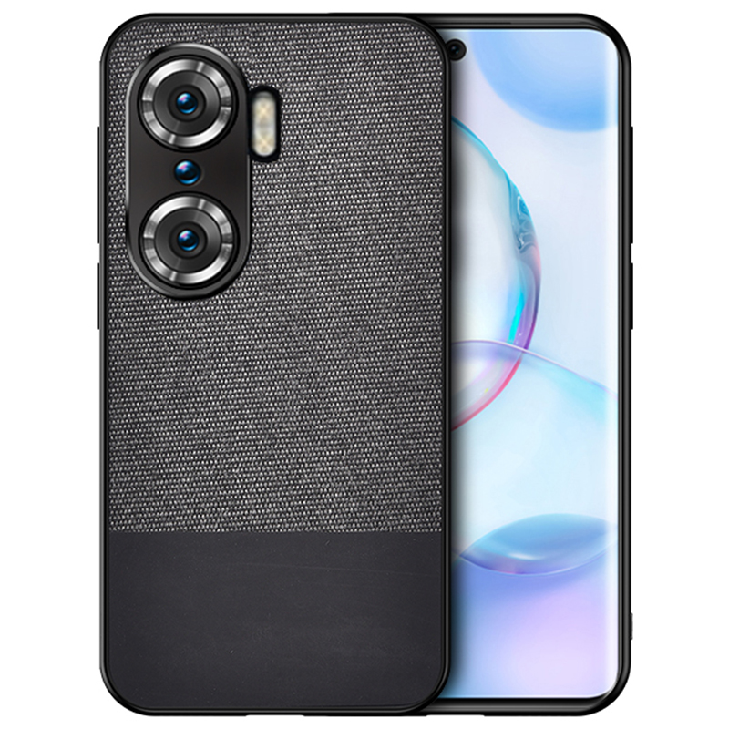 

PU Leather Cloth Splicing Well-protected TPU + PC Phone Case Hybrid Cover for Honor 60 - Splicing/Black, Huawei Huawei Mate 30 Pro