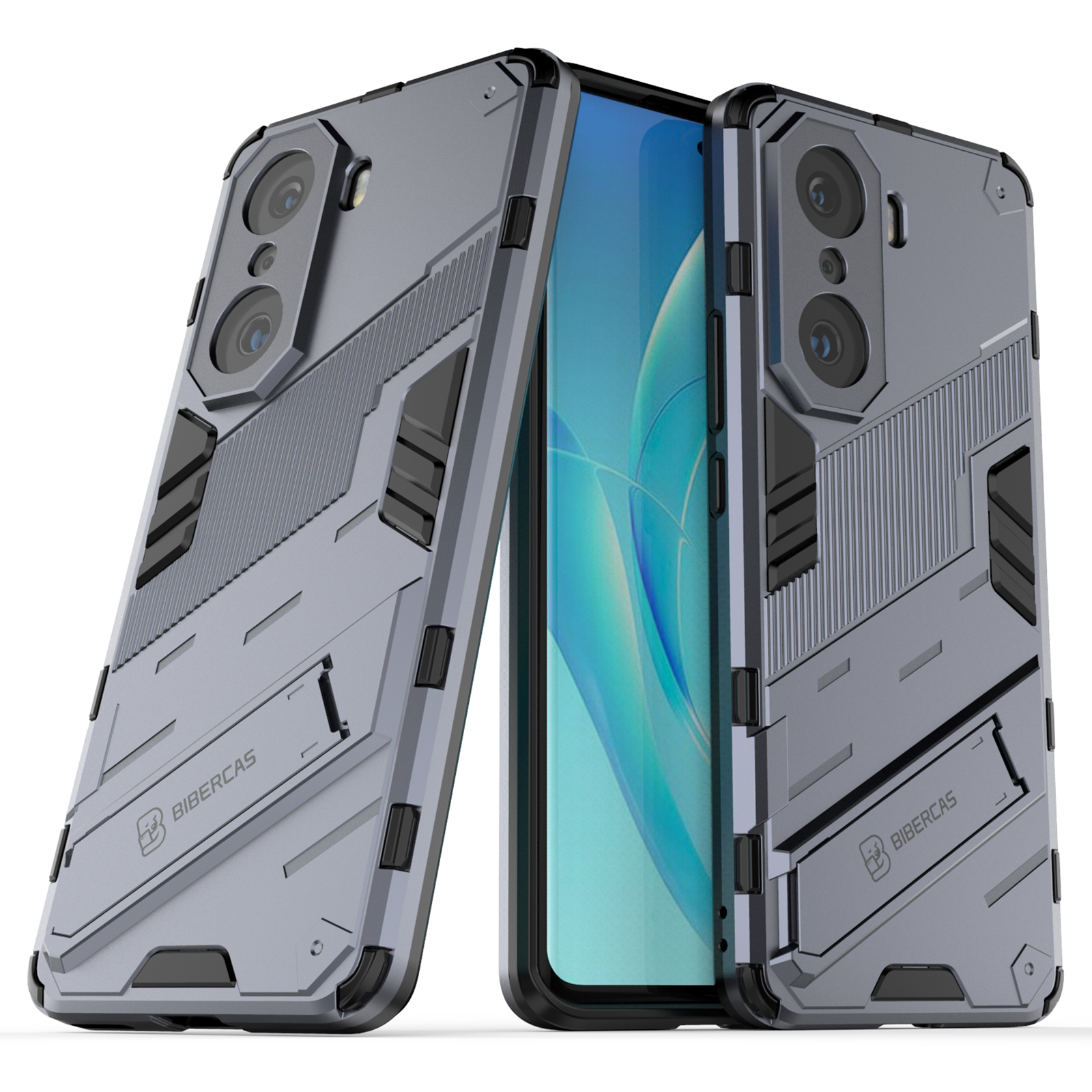

Kickstand-design Anti-scratch Hard PC Soft TPU Hybrid Cover Schockdelie-telefon Für Honor 60 Pro - Dunkelblau, Honor 60 Pro