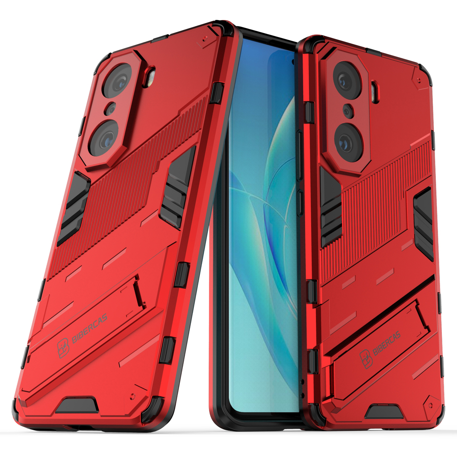 

Kickstand-design Anti-scratch Hard PC Soft TPU Hybrid Cover Schockdelie-telefon Für Honor 60 Pro - Rot, Honor 60 Pro