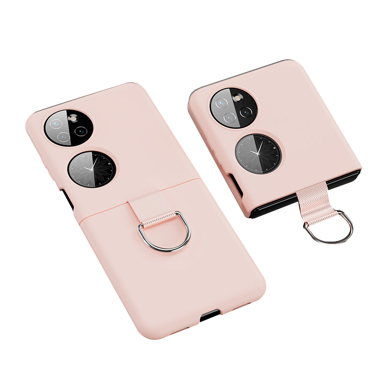 

Gummierned Finish Hard PC Schock-absorbierende Kratzfeste Abdeckung Mit Metallringhalter Für Huawei P50-tasche - Rosa, Huawei P50 Pocket