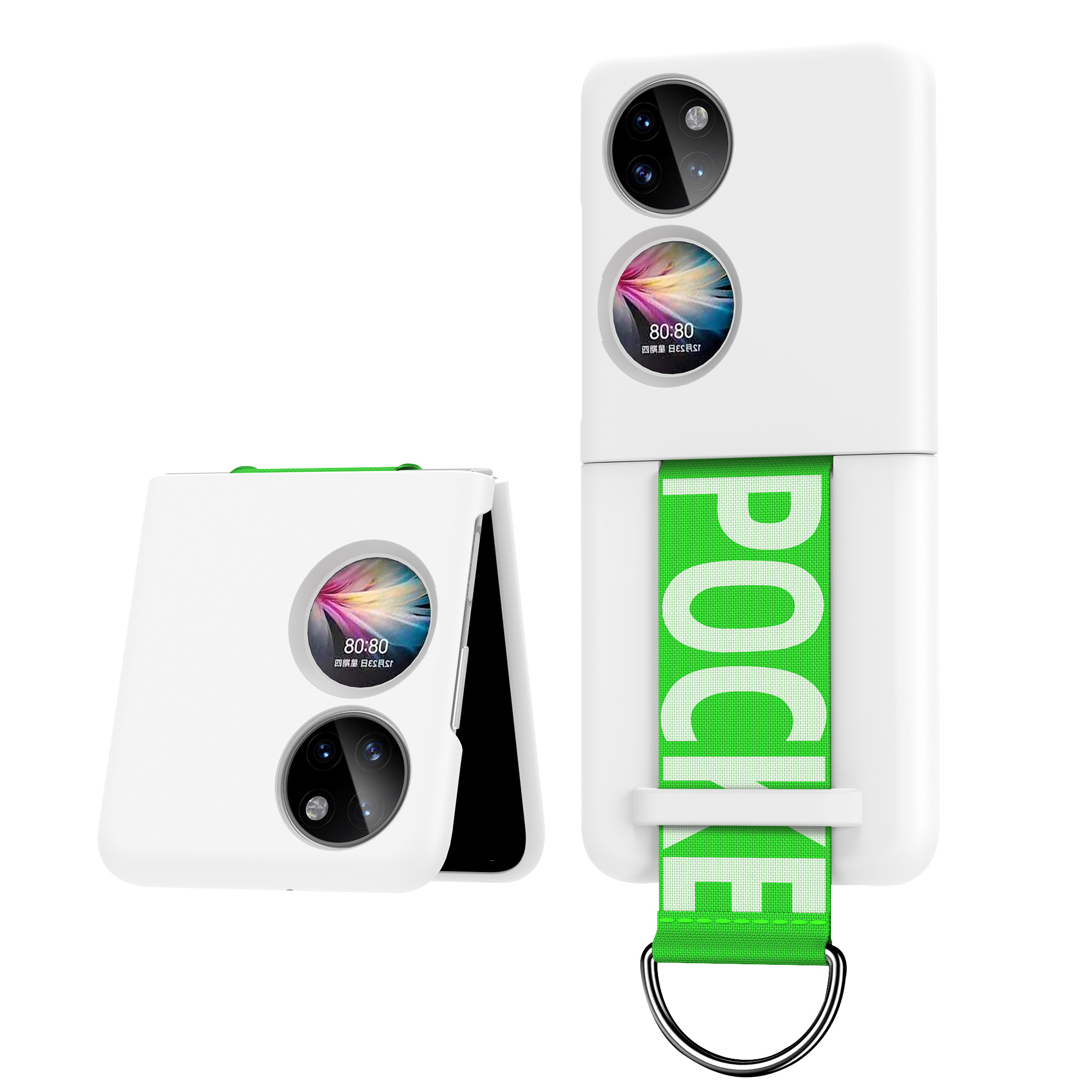 

GKK -buchstabe Gedrucktes Handgurt Design Hartes PC -faltphase Mit Metallfingerring Für Huawei P50 -tasche - Weiß, Huawei P50 Pocket