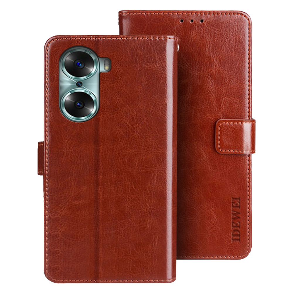 

IDEWEI Für Ehre 60 Brieftasche Stand Folio Flip Phone Case Crazy Horse Texture Lederabdeckung - Braun, Honor 60