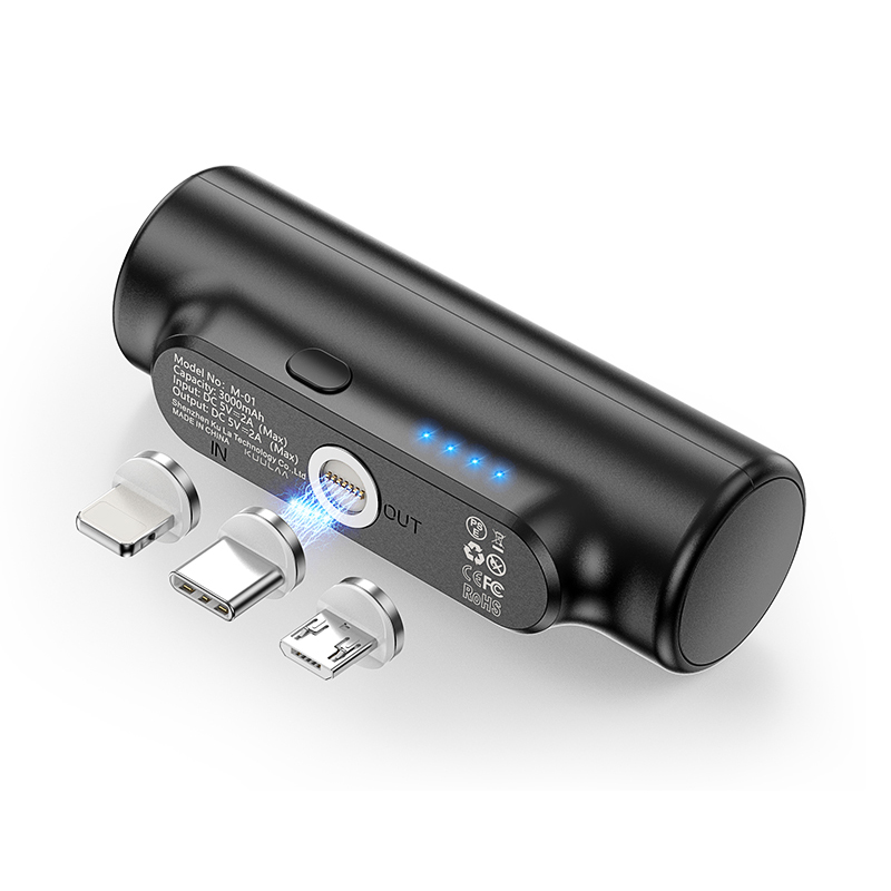 

KUULAA KL-YD26 3000mAh Ultra-compact 3 in 1 Magnetic Power Bank Portable Wireless Charger External Battery Pack for Cell Phones/Tablets - Black, Universal