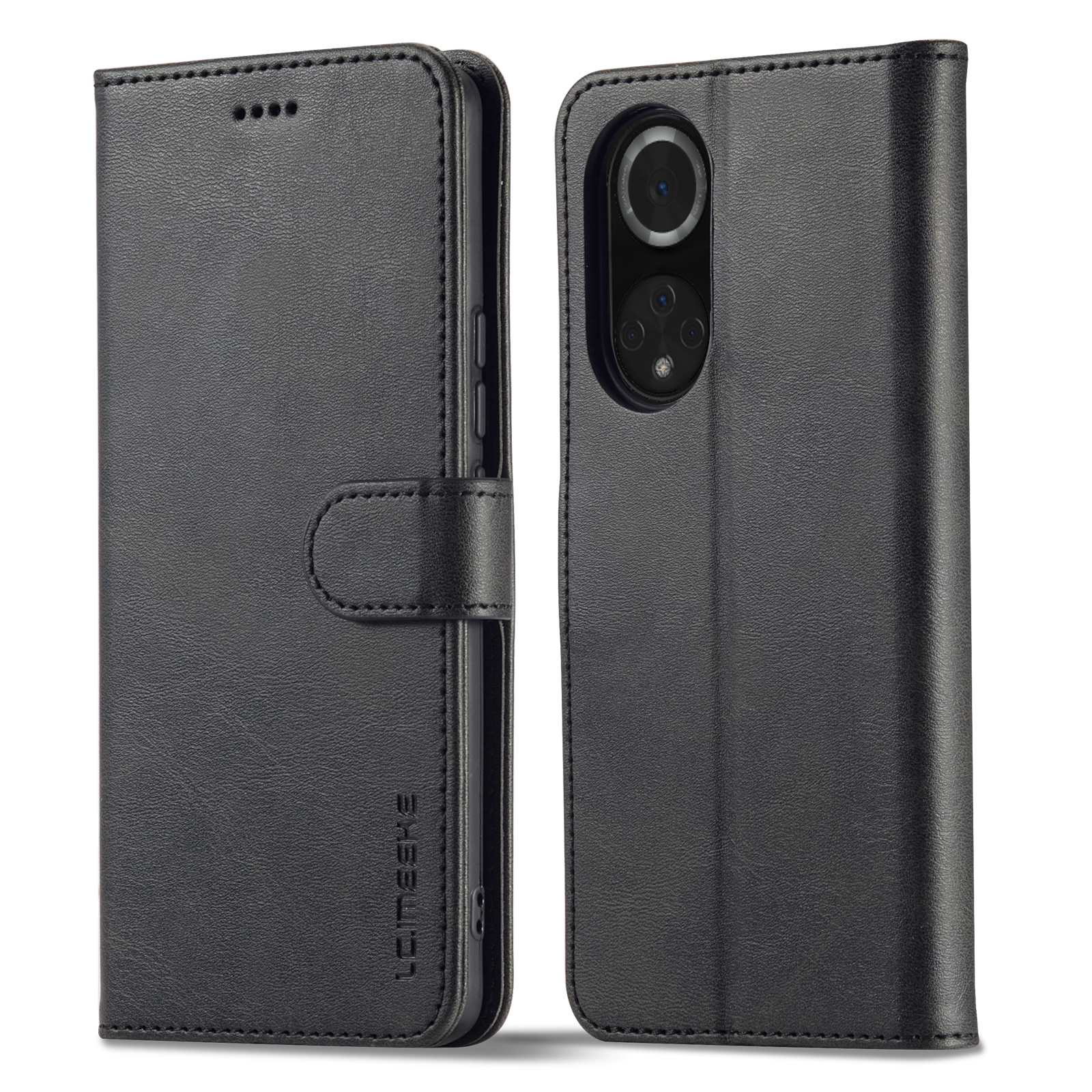 

Lc.. Imeeke Für Huawei Nova 9 / Ehre 50 Texturierte PU-Leder-Flip-Folio-Horizontal-Stand-Geldbörse Fall Telefon Fallabdeckung - Schwarz, Honor 50