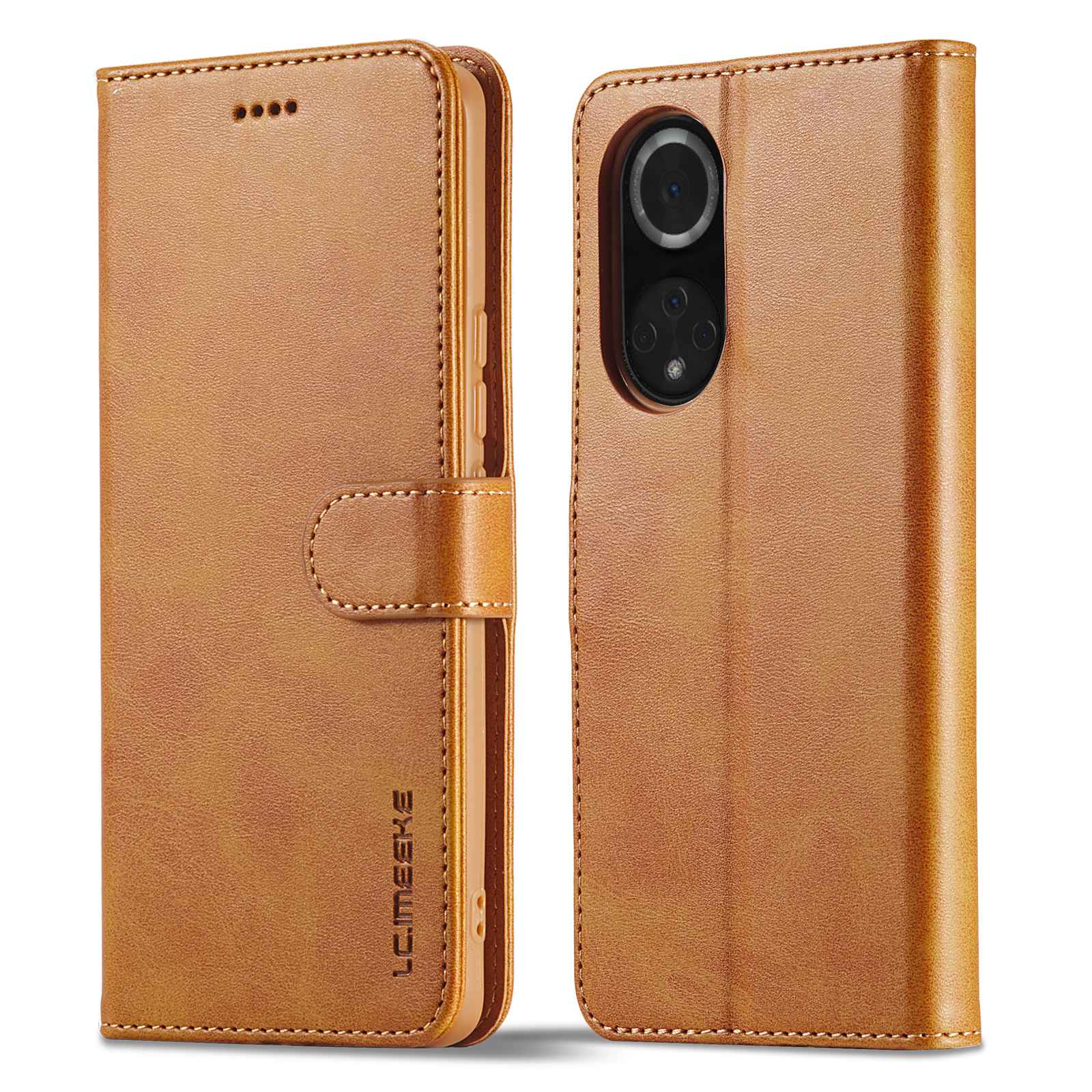 

Lc.. Imeeke Für Huawei Nova 9 / Ehre 50 Texturierte PU-Leder-Flip-Folio-Horizontal-Stand-Geldbörse Fall Telefon Fallabdeckung - Hellbraun, Honor 50