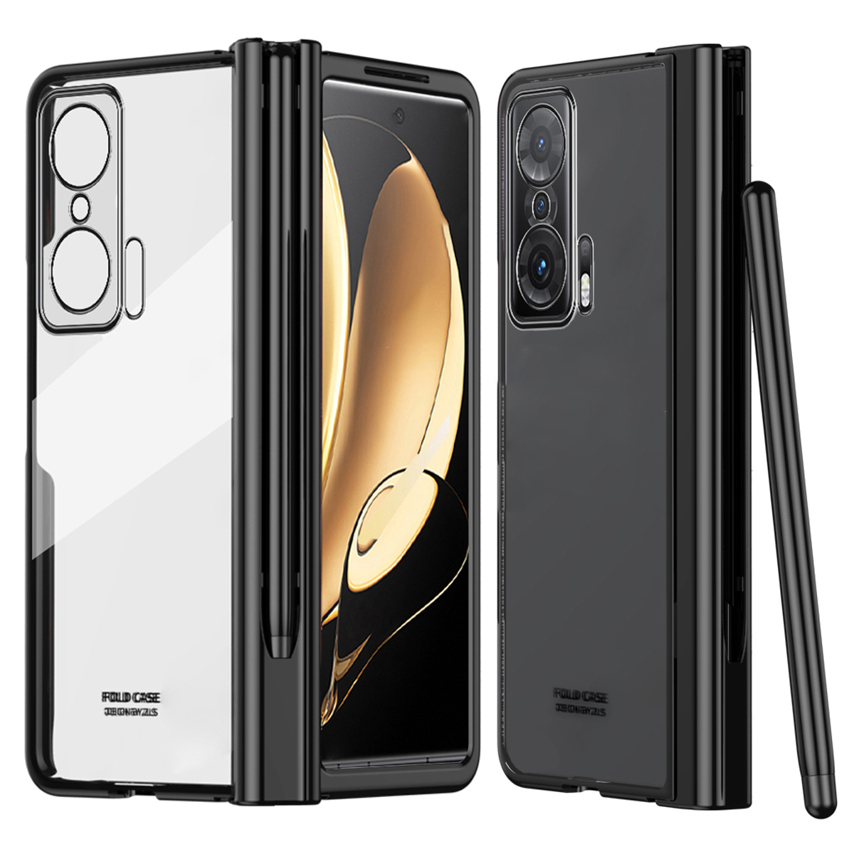 

Für Ehrenmagie V Tempered Glass Film Phone Deckschlitzscharnier Elektroplatten Klapppc -hülle Mit Stylus Pen - Schwarz, Honor Magic V