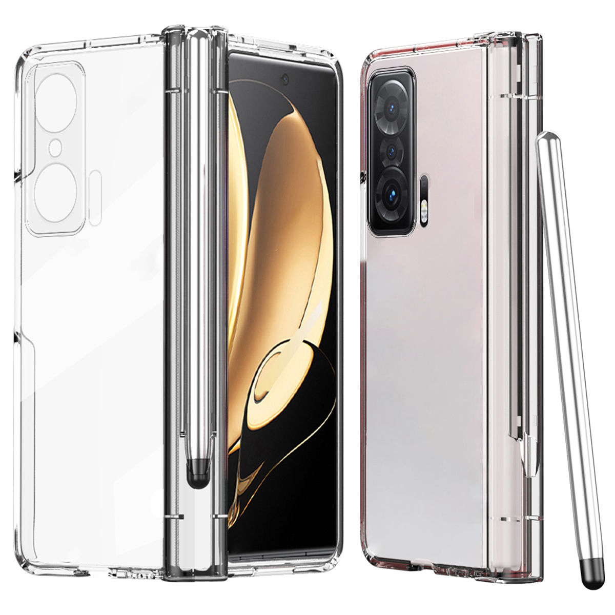 

Für Ehrenmagie V Tempered Glass Film Phone Deckschlitzscharnier Elektroplatten Klapppc -hülle Mit Stylus Pen - Transparent, Honor Magic V
