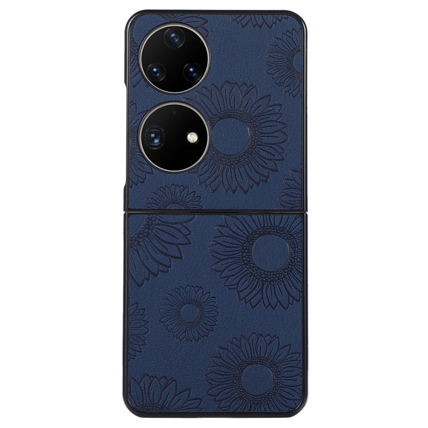 

Für Huawei P50 Pocket Sonnenblumenmuster Geprägtes Anti-kratzer-pu-leder-pc-telefongehäuseabdeckung - Blau, Huawei P50 Pocket