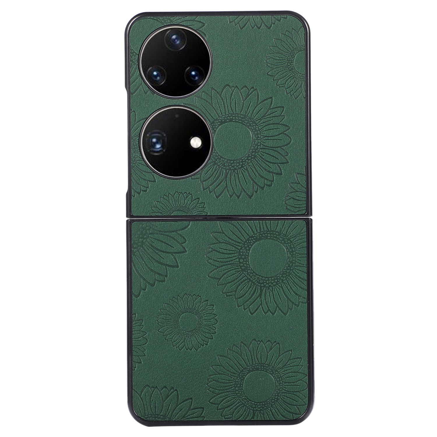 

Für Huawei P50 Pocket Sonnenblumenmuster Geprägtes Anti-kratzer-pu-leder-pc-telefongehäuseabdeckung - Grün, Huawei P50 Pocket