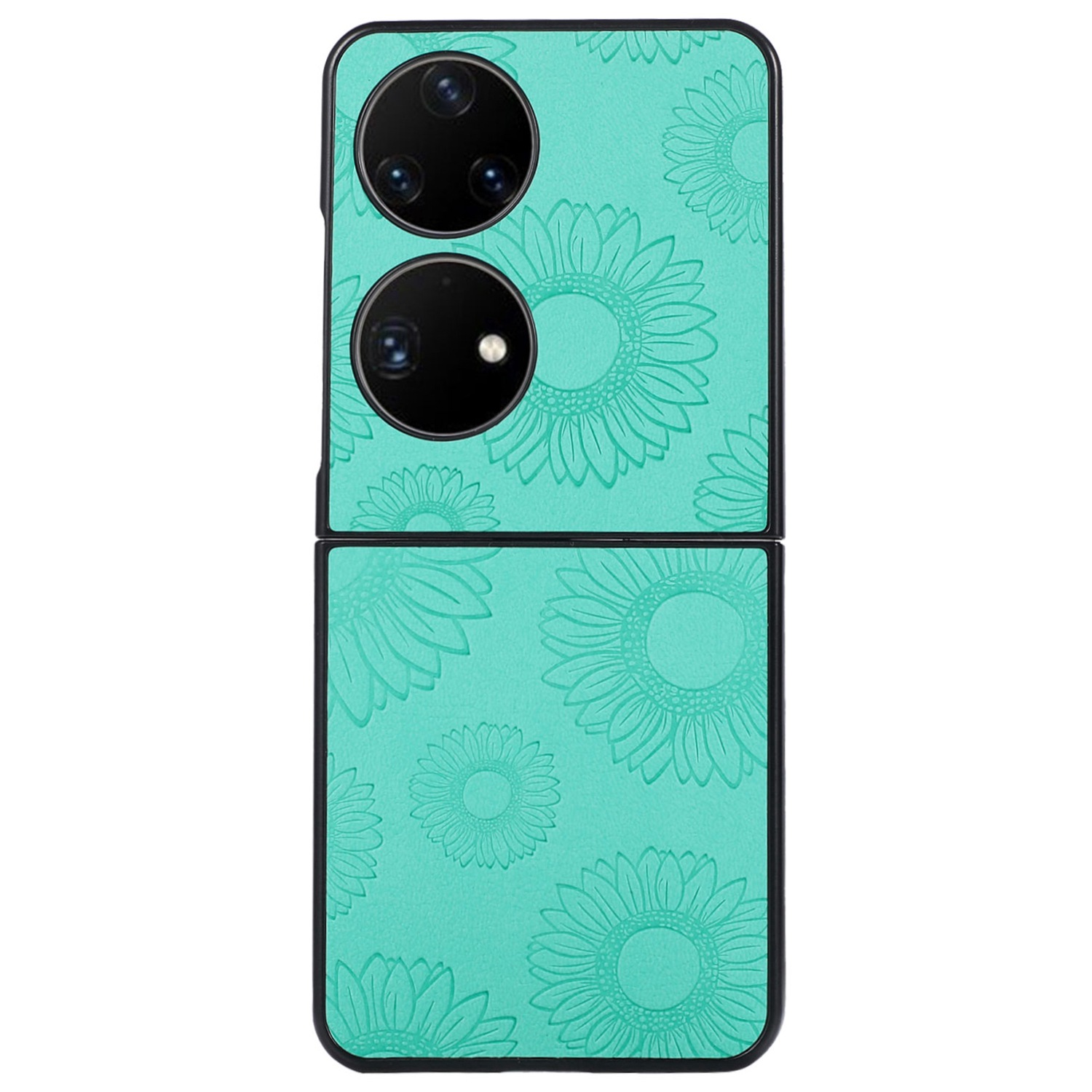 

Für Huawei P50 Pocket Sonnenblumenmuster Geprägtes Anti-kratzer-pu-leder-pc-telefongehäuseabdeckung - Baby Blau, Huawei P50 Pocket
