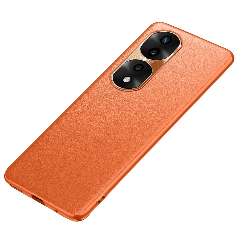 

Fukelai Für Ehren 70 Pro 5g Metalllinsenschutz Ultra Slim Phone Hülle Strukturierte PU Leder Soft TPU Hard PC Hybrid Deckung - Orange, Honor 70 Pro 5G
