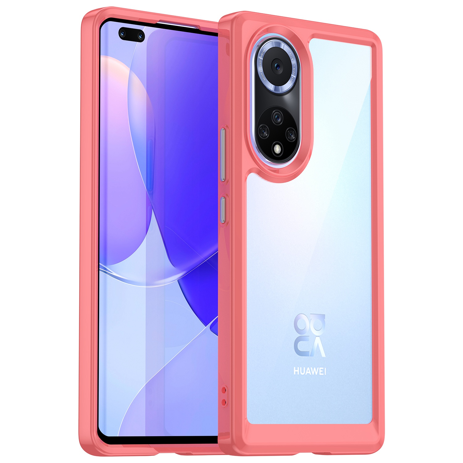 

Für Huawei Nova 9 Pro/Honor 50 Pro Transparent Back Case Hybrid Acryl + TPU Schockfeste Mobiltelefonschutz Mit Unabhängigen Tasten - Rot, Huawei nova 9 Pro