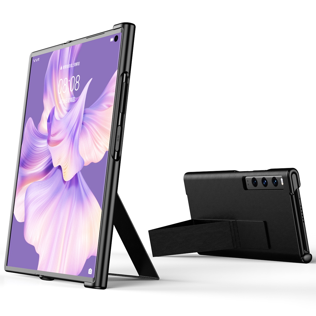 

Für Huawei Mate xs 2 PU Leder-hülle Ständer Anti-kratzer-schock-sicht-schichtschutzschutzschutz - Schwarz, Huawei Mate Xs 2
