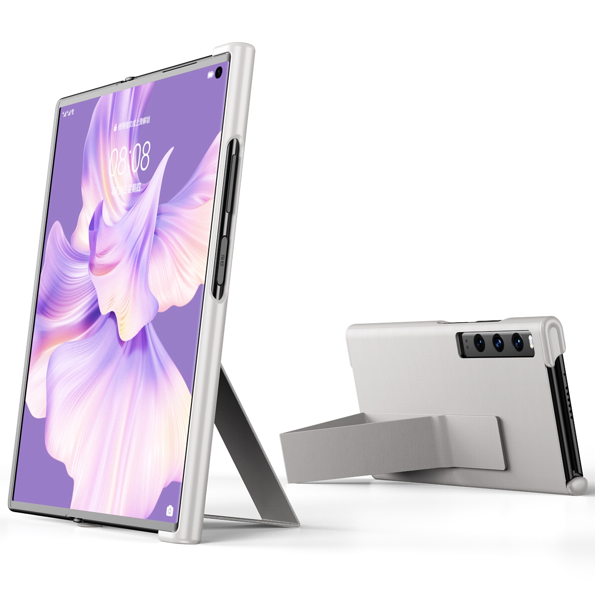 

Für Huawei Mate xs 2 PU Leder-hülle Ständer Anti-kratzer-schock-sicht-schichtschutzschutzschutz - Weiß, Huawei Mate Xs 2