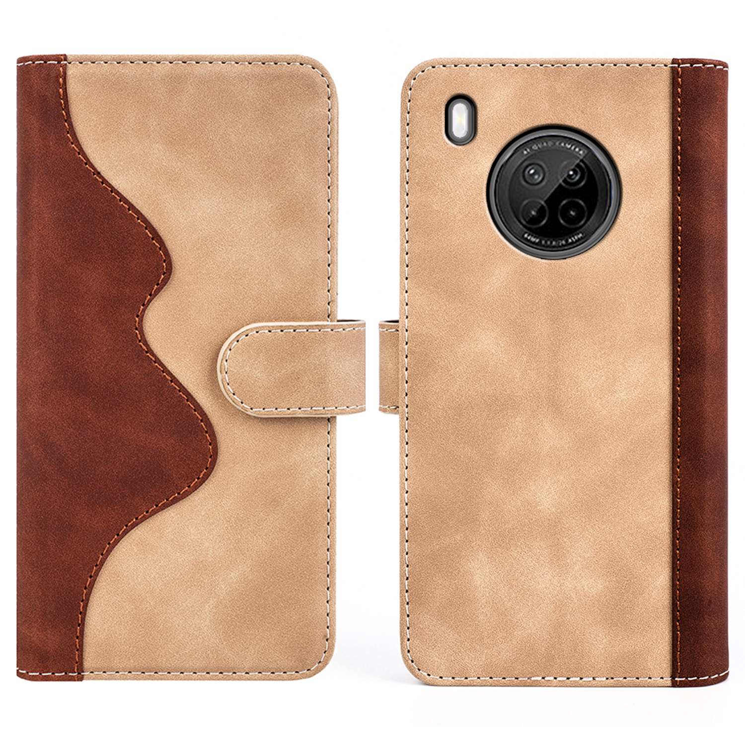 

Farbspleiß Wallet Stand Hülle Für Huawei Y9a, Vollschutz PU Leder + TPU -telefonabdeckung - Gelb, Huawei Y9a