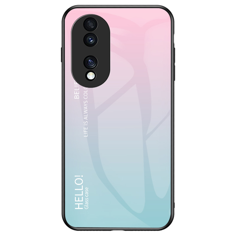 

Für Honour 70 5G Slim Gradient Phone Hülle Temperiertes Glas+hartes PC -rückenweiche TPU -rahmenschock -resistent -schutzabdeckung - Gradientenrosa Blau, Honor 70 5G