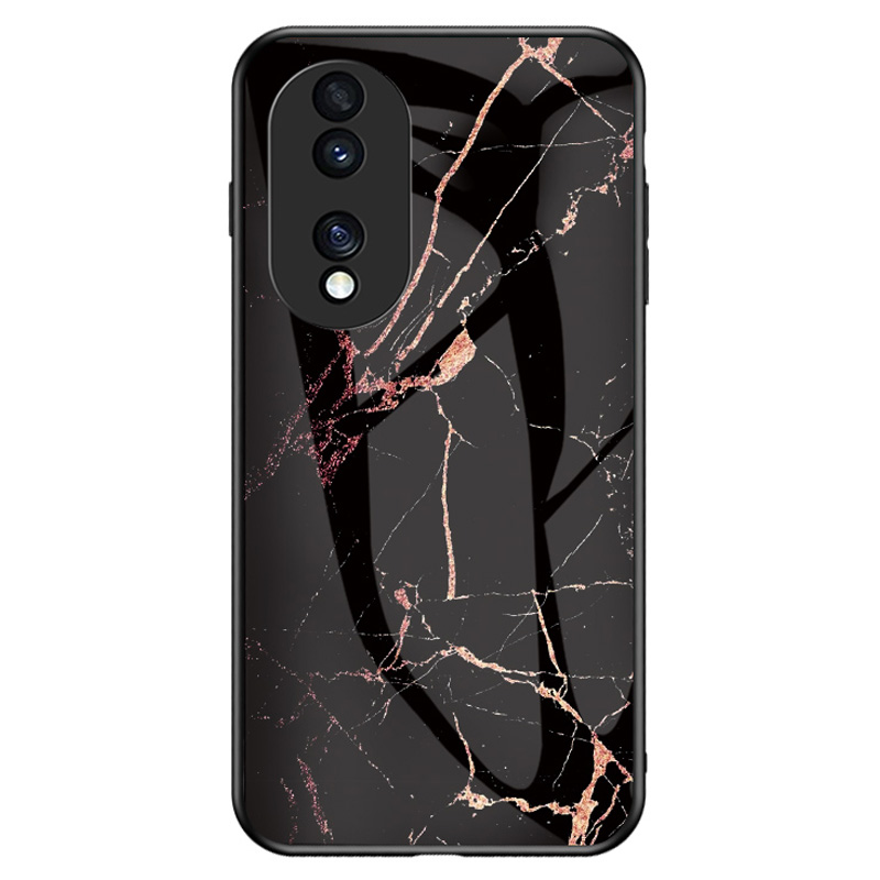 

Für Ehren 70 5G Slim Marmor Muster Temperiertes Glas + PC + TPU Hybrid-drop-soach-abdeckung - Goldener Schwarzer Marmor, Honor 70 5G