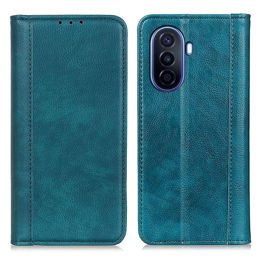 

Für Huawei Nova Y70 4G/Y70 Plus 4G Litchi Textur Brieftasche Flip Cover Geteiltem Lederständer Magnetische Verschluss Schockdichte Folio Gehäuse - Grün, Huawei nova Y70 4G