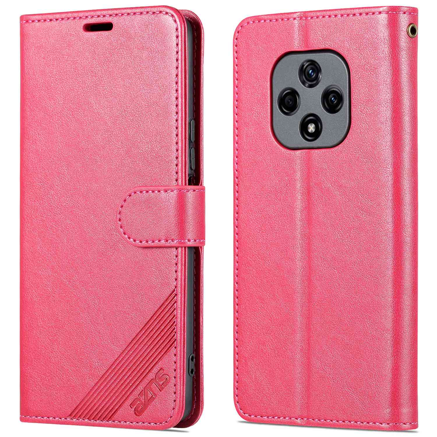 

Azns Für hi Nova 9z 5G Drop-sof-strukturierte Strukturierte PU Leder Flip Hülle Foliostil Ständer Brieftasche Magnetische Schließung Schockdes Mobiltelefonabdeckung - Rot, Hi Nova 9Z 5G