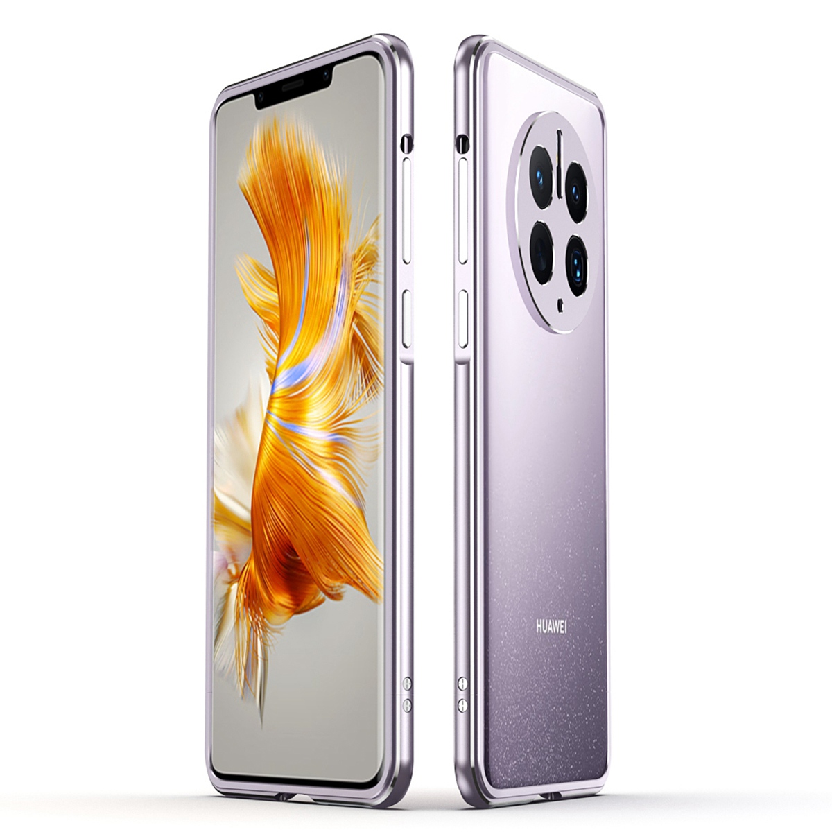 

Für Huawei Mate 50 Pro 4G Stoßfänger Fall Stoßdämpfer Aluminiumlegierung Mit Kamera -objektivschutzschutz - Violett / Silber-, Huawei Mate 50 Pro 4G