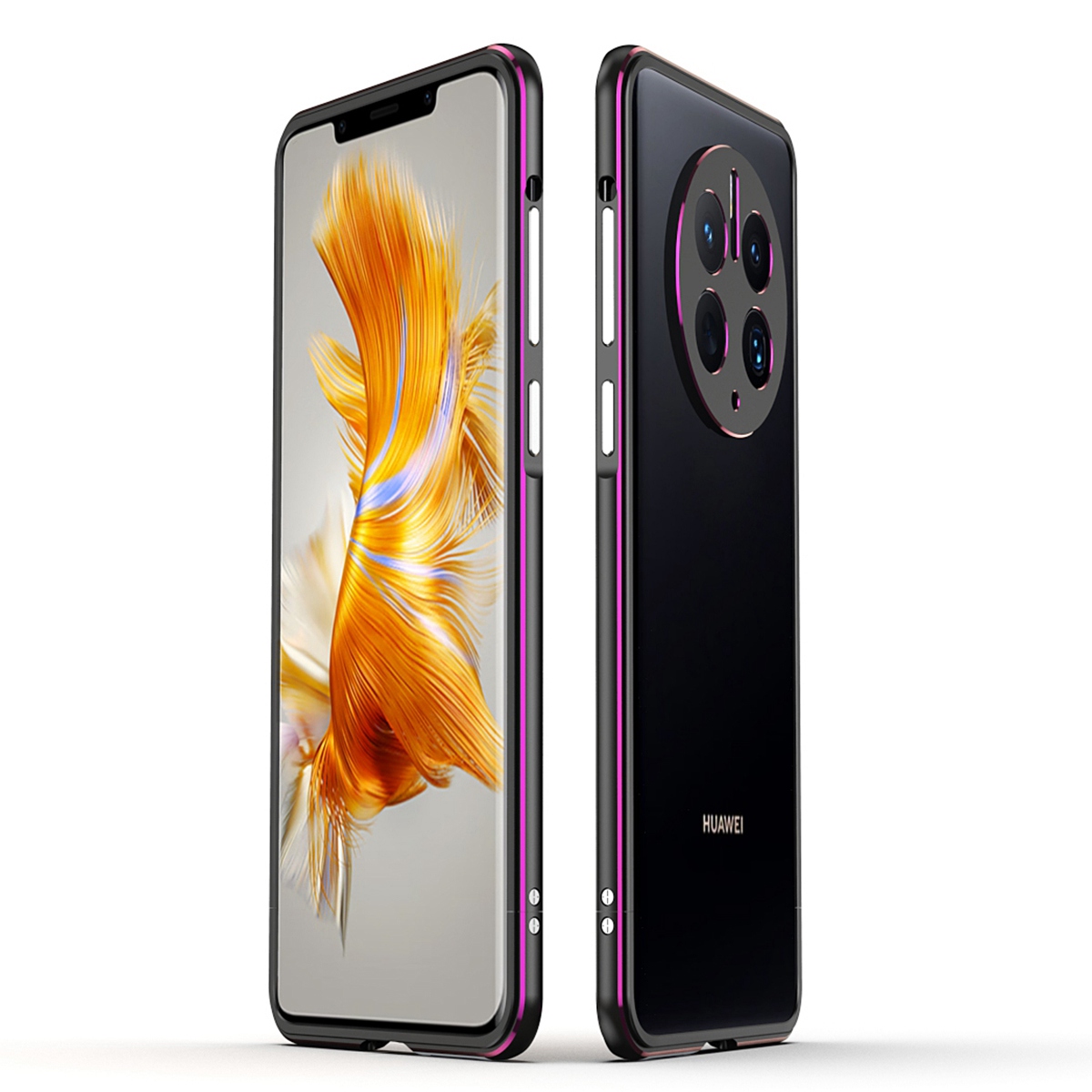 

Für Huawei Mate 50 Pro 4G Stoßfänger Fall Stoßdämpfer Aluminiumlegierung Mit Kamera -objektivschutzschutz - Schwarz / Violett, Huawei Mate 50 Pro 4G