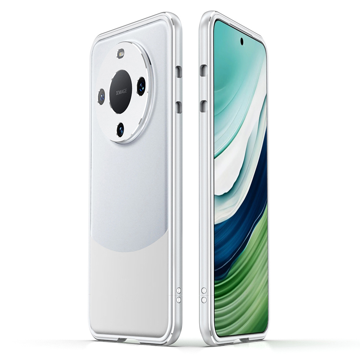 

Für Huawei Mate 60 Scratch-resistente Aluminiumlegierrahmen-stoßfänger Mit Kameraobjektivschutz - Silber, Huawei Mate 60