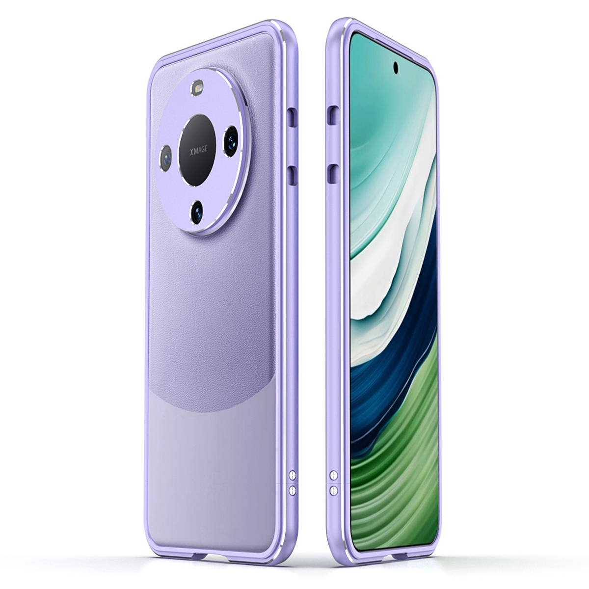 

Für Huawei Mate 60 Scratch-resistente Aluminiumlegierrahmen-stoßfänger Mit Kameraobjektivschutz - Lila / Silber, Huawei Mate 60
