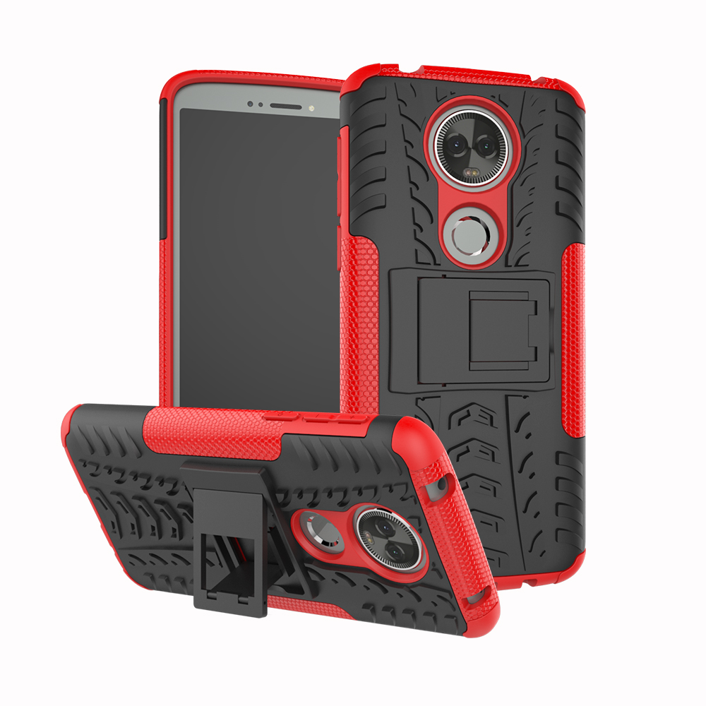 

Anti-slip PC + TPU Combo Cover Case Shell with Kickstand for Motorola Moto E5 Plus - Red