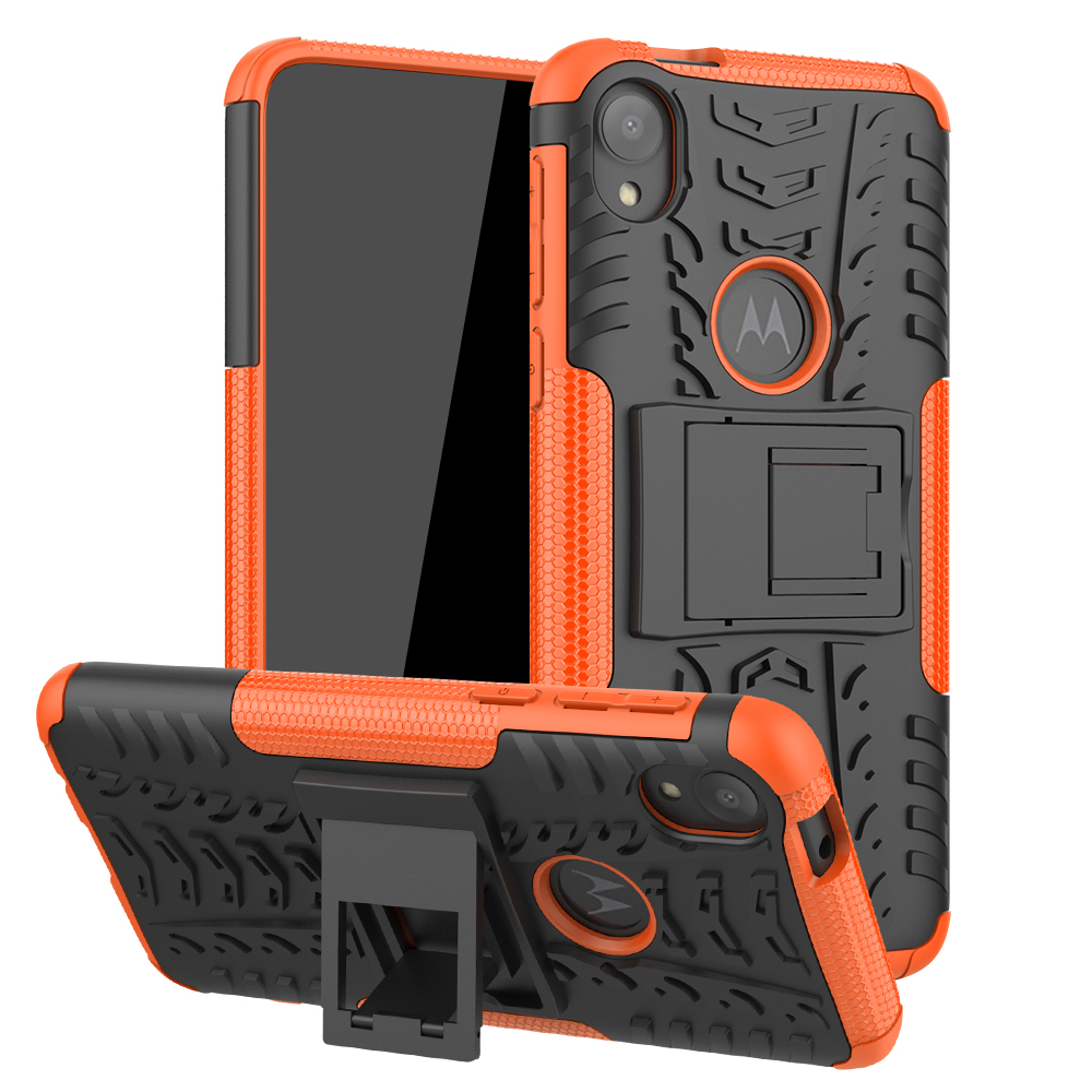 

Stylish PC + TPU Cell Shell with Kickstand for Motorola Moto E6 - Orange