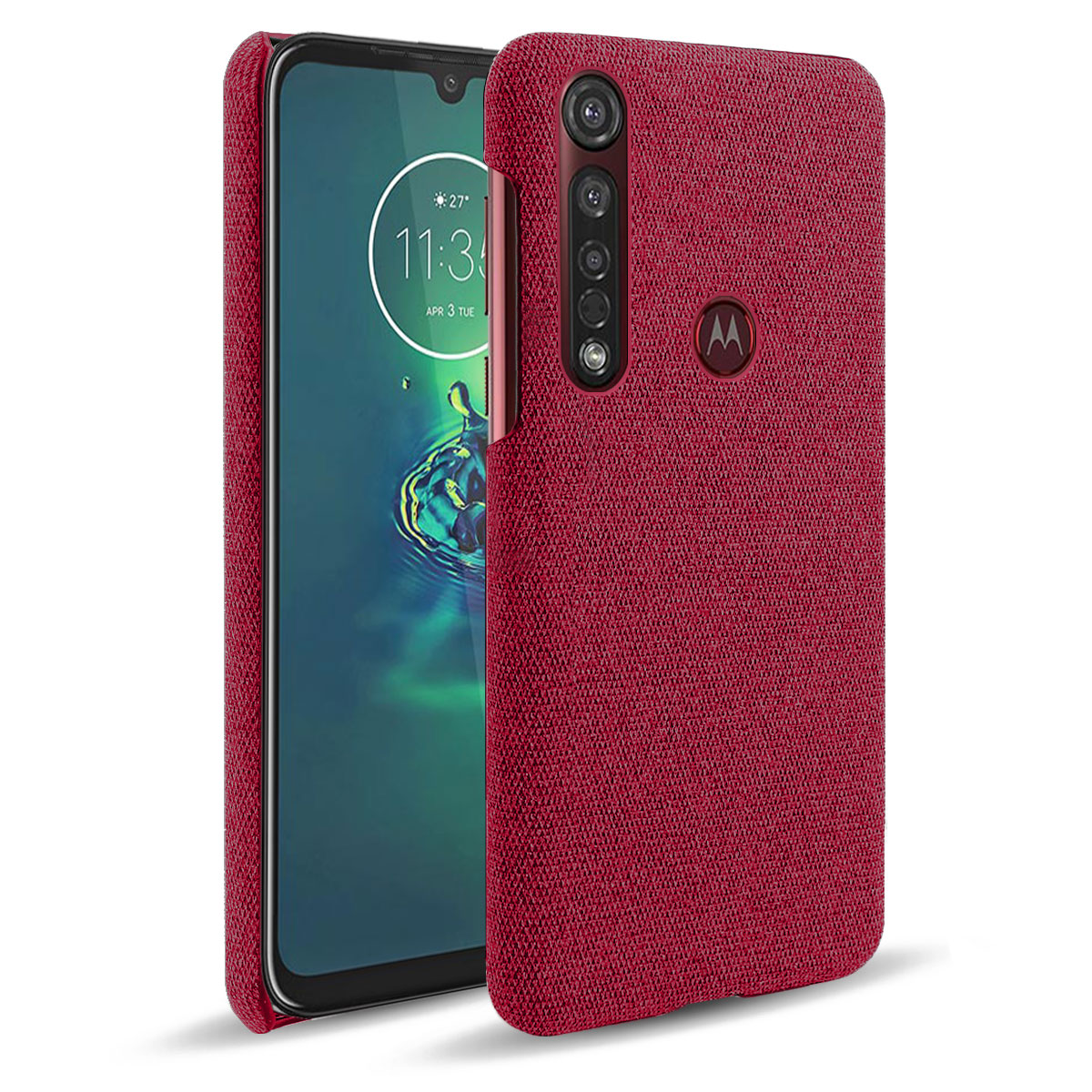 

KSQ Pure Color Tissu + Couverture de Boîtier de Téléphone Mobile PC Pour Motorola Moto G8 Plus - Rouge, Motorola Motorola Moto G8 Plus