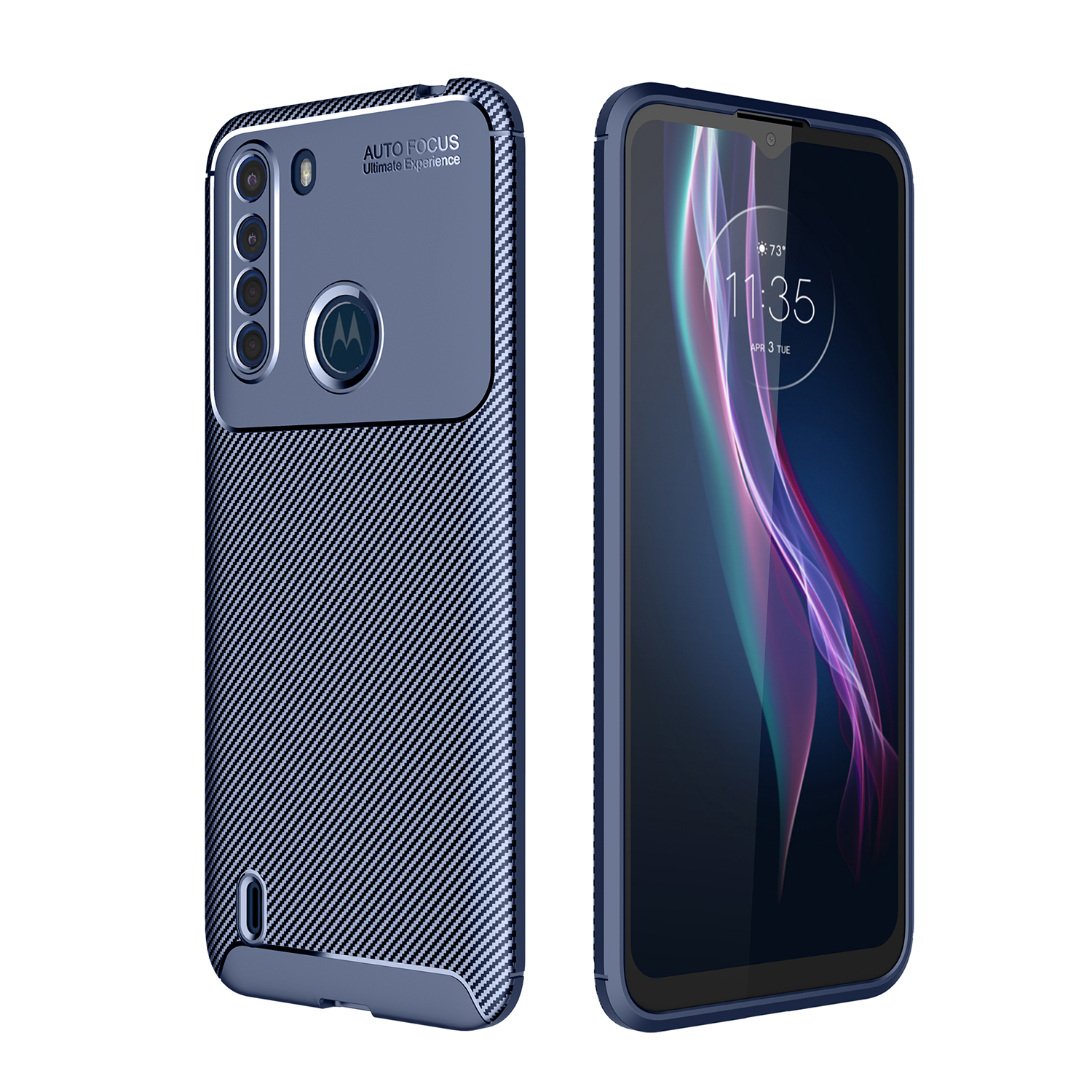 

Anti-drop Carbon Fiber TPU Protective Cover for Motorola Moto One Fusion - Blue, Xiaomi Mi 8 Lite