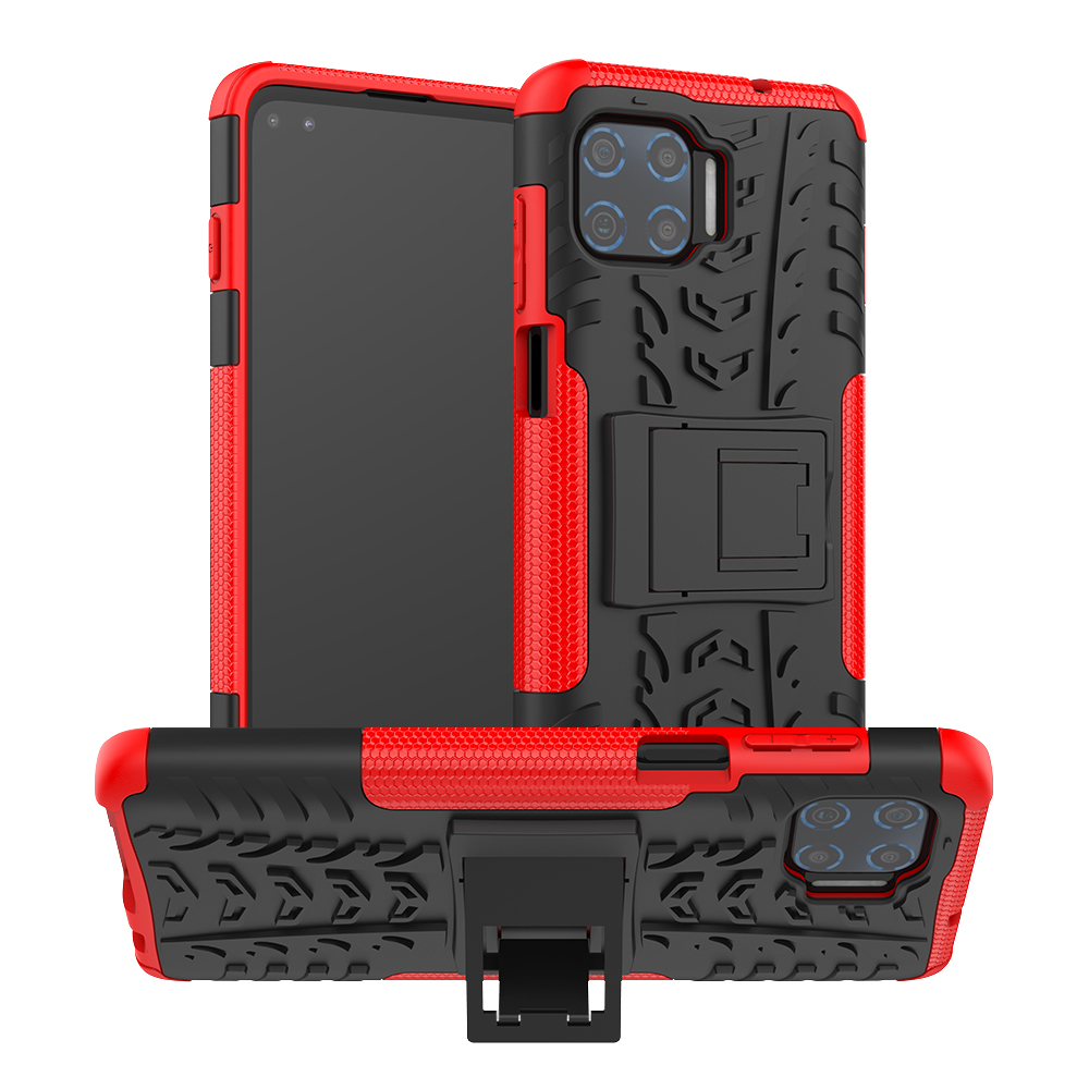 Cool Tyre Pattern PC + TPU Phone Case with Kickstand for Motorola Moto G Plus - Black Red