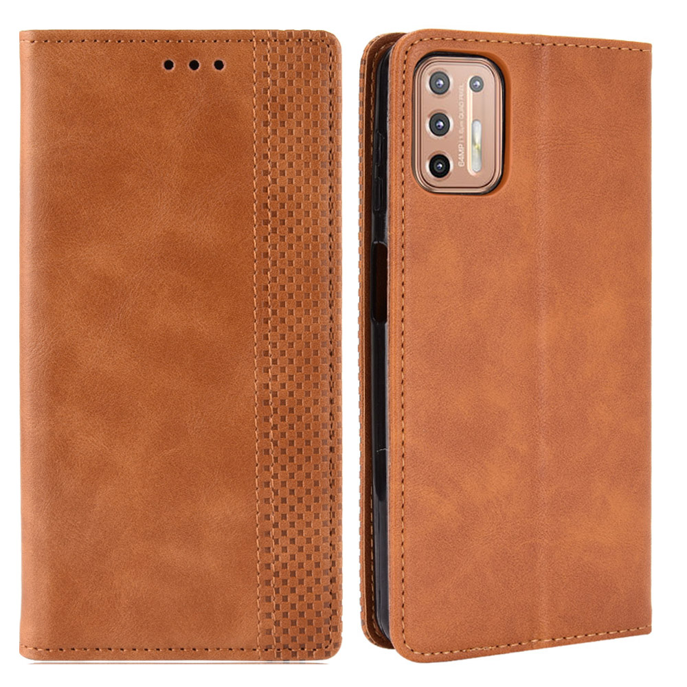 

Magnetischer Vintage-Stil-Telefon-Schutzhülle Für Motorola Moto G9 Plus Mit Wallet-Stand - Braun, Motorola Moto G9 Plus