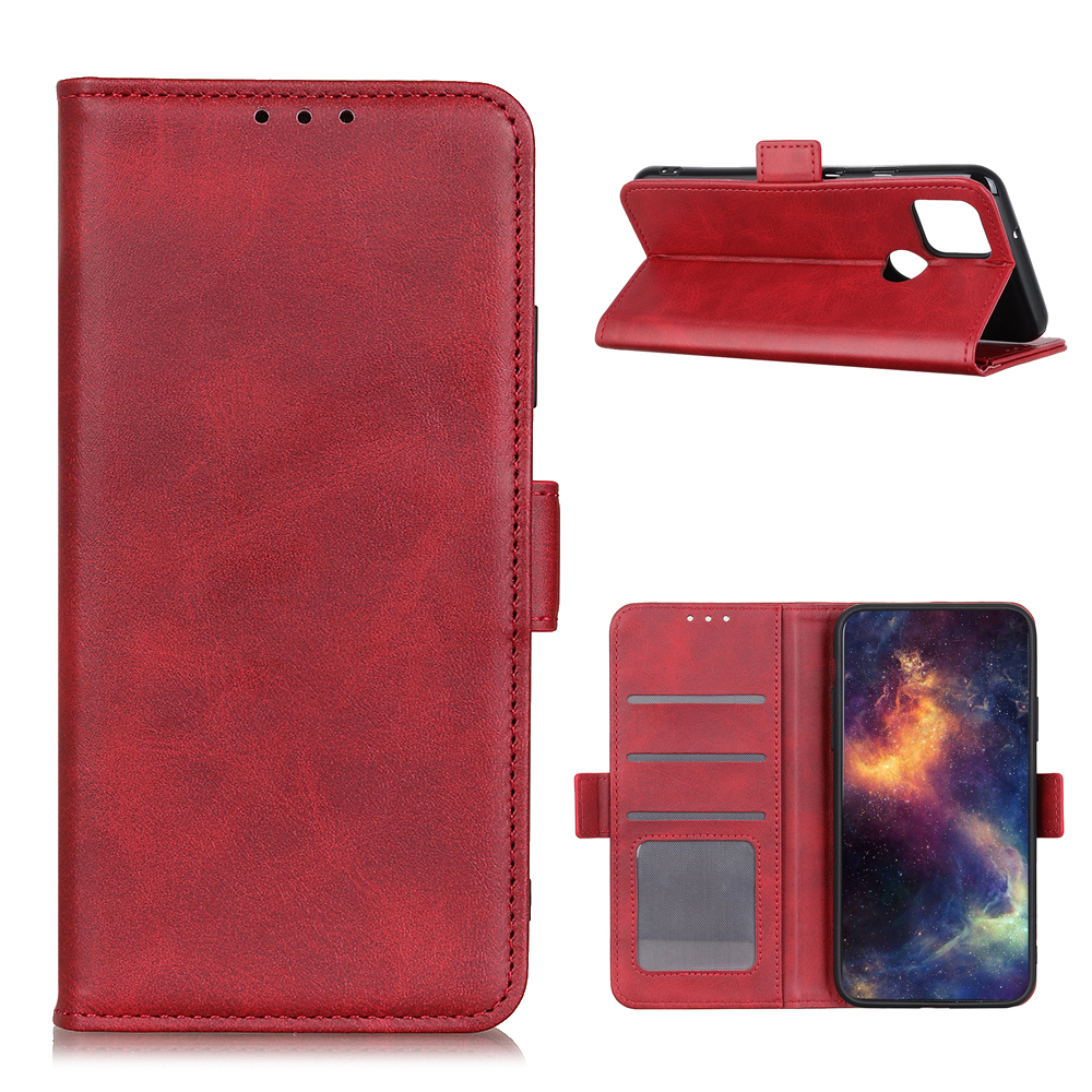 

Side Magnetic Closure Leather Wallet Protective Case for Motorola Moto G 5G - Red