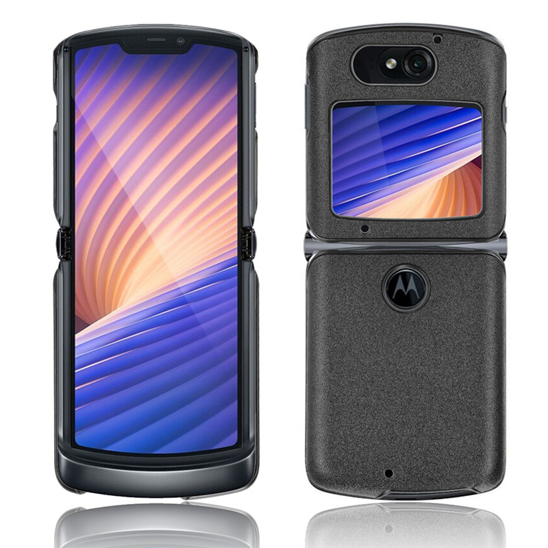 

Sand Dermatoglyphen -oberfläche PU -lederbeschichtete Kunststoffabdeckung Für Motorola Razr 5G/Razr (2020) - Schwarz, Motorola Razr 5G