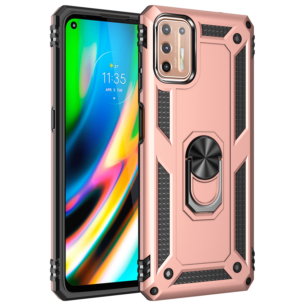 

Ring-kickstand-abdeckung Für Motorola Moto G9 Plus Hybrid-pc + Tpu-anti-drop-schutzhülle - Roségold, Motorola Moto G9 Plus