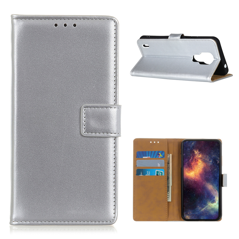 

Wallet Stand Flip Leather Phone Protective Case for Motorola Moto E7 - Silver, Motorola Motorola Moto E7
